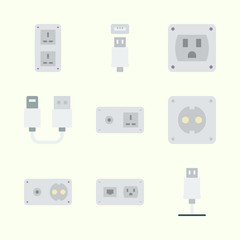 Icons about Connectors Cables with usb and socket