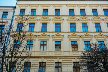 Obraz premium yellow facade of real estate house with some ornaments
