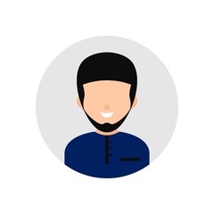 Muslim man arabic smile whit cap avatar vector illustration.