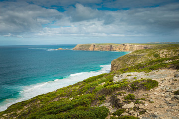 Scenic Australian coastal landscape. rugged cliffs in Innes National Park