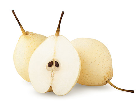 pears isolated on white background, clipping path, full depth of field