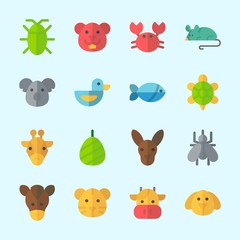 Fototapeta premium Icons about Animals with dog, kangaroo, crab, cocoon, koala and hamster