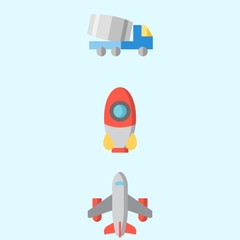 Fototapeta na wymiar Icons about Transportation with airplane, truck and rocket