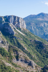 View of the valley in the mountains of Montenegro 