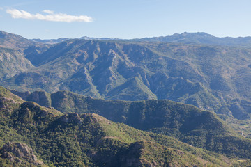 View of the valley in the mountains of Montenegro 