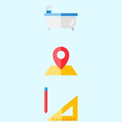 Icons about Real Assets with location, measuring and relax