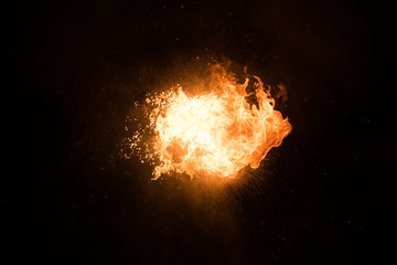 Bright flash of fire, against the black sky © Artsiom P