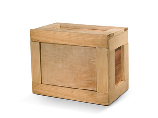 wooden crates isolated From white background