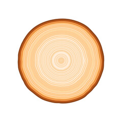 Round piece of wood with tree rings in vector format. Brown and tan neutral circle natural background