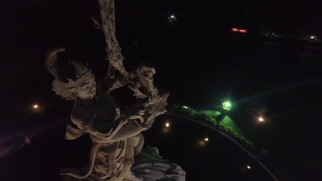 Denpasar, Bali, Indonesia February 2018: Dewa Ruci Statue, is one of the most famous Balinese statue that Balinese and foreign tourists alike see every day if they are going in and out of Kuta.