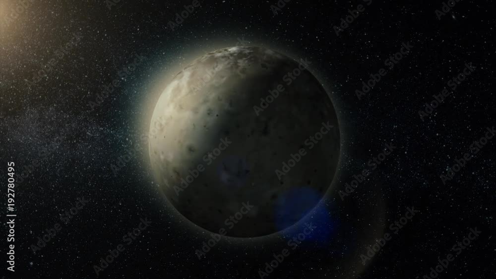 Poster planet in space. solar system and space objects. abstract scientific background - glowing planet in 