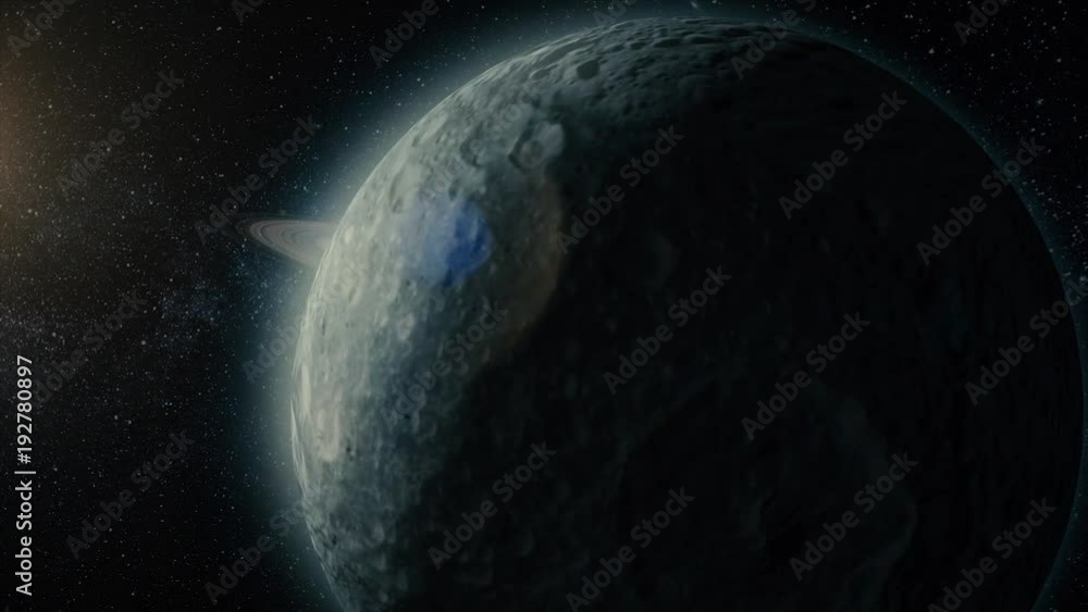 Poster planet in space. solar system and space objects. abstract scientific background - glowing planet in 