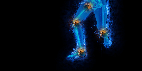 Artistic 3D illustration of a jogger having pain in his joints