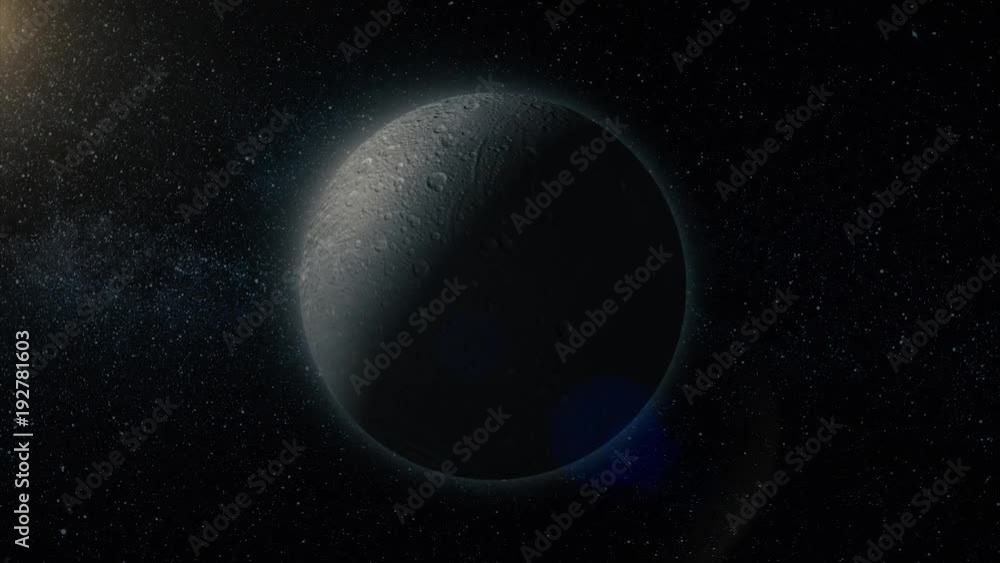Poster planet or satellite in space. unexplored planets of faraway space. deep space. universe scene with p