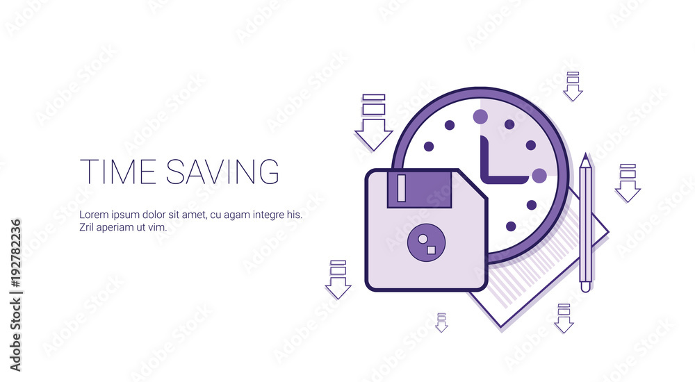 Poster time saving web banner with copy space business scheduling management concept vector illustration