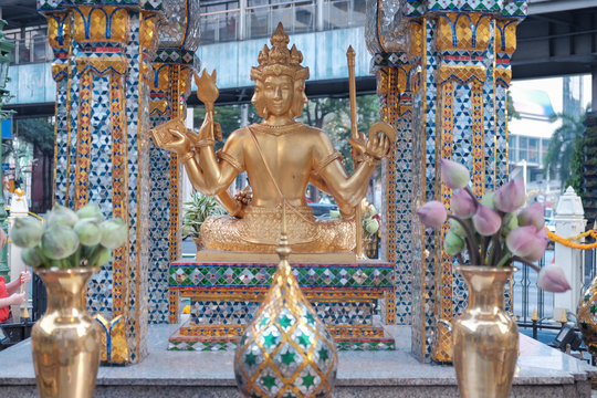 The Erawan Shrine in Bangkok. Thao Maha Phrom Shrine is a Hindu shrine in Bangkok