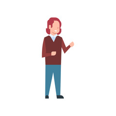 School Boy Isolated Schoolboy Pupil Kid On White Background Flat Vector Illustration