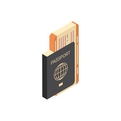 Passport With Tickets Icon Isometric Isolated Travel Concept Vector Illustration