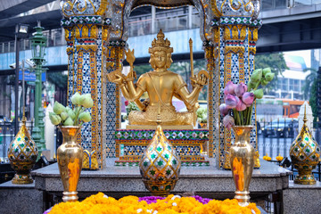 The Erawan Shrine in Bangkok. Thao Maha Phrom Shrine is a Hindu shrine in Bangkok