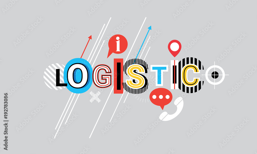 Aufkleber logistic delivery shipping creative word over abstract geometric shapes background web banner vector