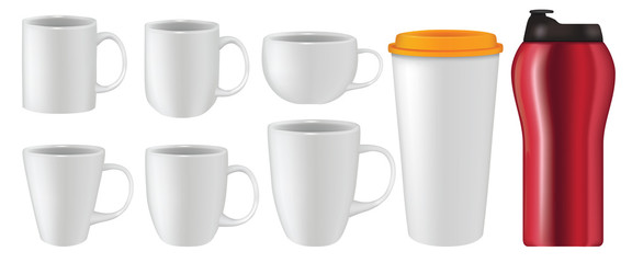 Realistic Mug Collection Vector