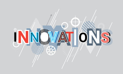 Innovations Technology Creative Word Over Abstract Geometric