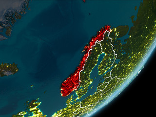Norway on night Earth