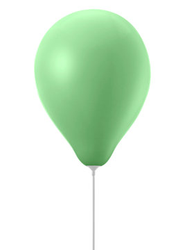 Green balloon on a on white background