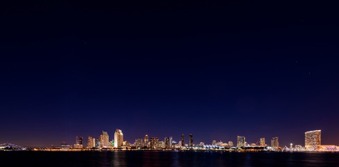 Fototapeta na wymiar San Diego Skyline at starry night