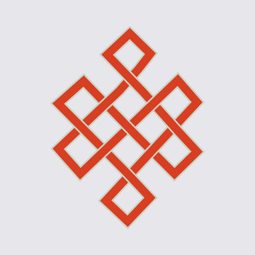 Vector symbol: Glorious Eternal Knot or Endless Knot, part of Ashtamangala, sacred suite of Eight Auspicious Eternal Signs of Buddhism.