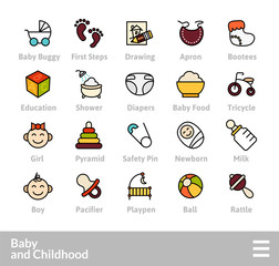 Outline icons thin flat design, modern line stroke style