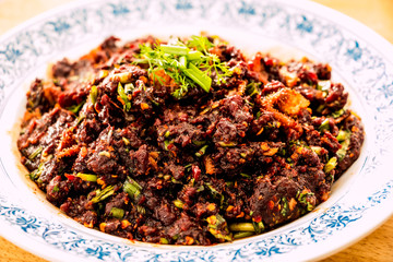Spicy minced raw meat , northern Thai food