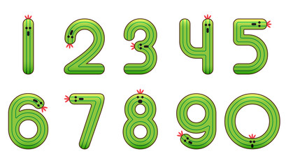 The set number of zero to nine design in cactus theme.