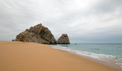 Fototapeta na wymiar Divorce and Lovers Beach on the Pacific side of Lands End in Cabo San Lucas in Baja California Mexico BCS