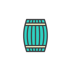 Wooden barrel cellar filled outline icon, line vector sign, linear colorful pictogram isolated on white. Wine barrel symbol, logo illustration. Pixel perfect vector graphics