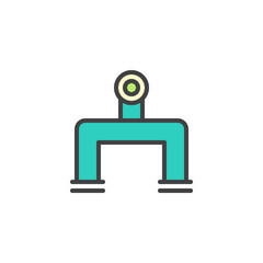 Pipeline filled outline icon, line vector sign, linear colorful pictogram isolated on white. Pipe valve symbol, logo illustration. Pixel perfect vector graphics