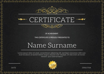Vintage golden classic certificate ,Certificate of achievement template