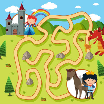 Maze game template with princess and knight