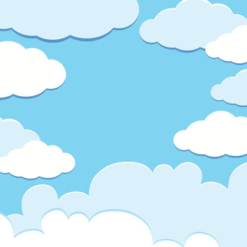 Background template with blue sky and white clouds