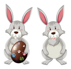 Two bunnies with easter egg