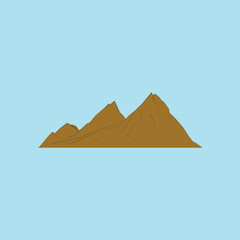 vector illustration of beautiful big brown mountain for object and background design, flat design, mountain for background