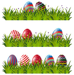 Easter eggs in green grass