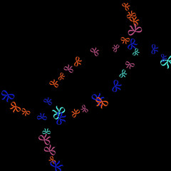 Festive Background with Colorful Bows. Delicate Pattern for Postcard, Print, Banner or Poster. Little Pretty Bows For Party Decoration, Wedding, Birthday or Anniversary Invitation. Vector