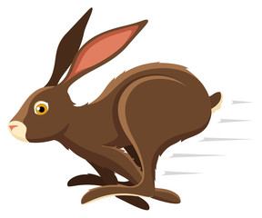 Fototapeta premium Ilustracja wektorowa uruchomiony brązowy królik.