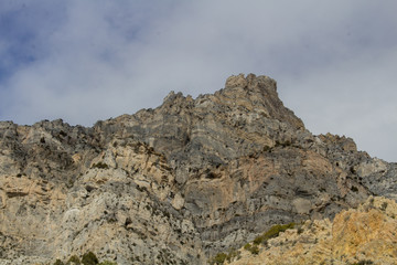 1/15/2018-Provo,UT/USA-mountain peaks up rock canyon on the wasatch mountain range from crag to snow whisped summits