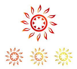 真夏の太陽｜シンボル セット（褐色、オレンジ、ゴールド）