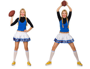 Woman cheerleader isolated on the white