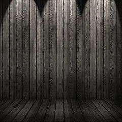 Wood texture background. black wood wall and floor