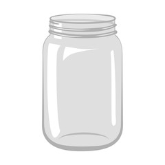 Empty open glass jar isolated on white background. - obrazy, fototapety, plakaty