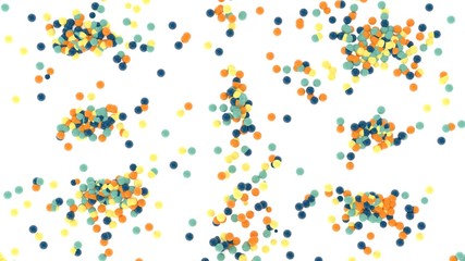 3d illustration of abstract atomic or molecular structures random patterns from small spheres concentrating in groups as a background image. Microcosm Series